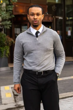 Pullover Half Zip - Grå Melange