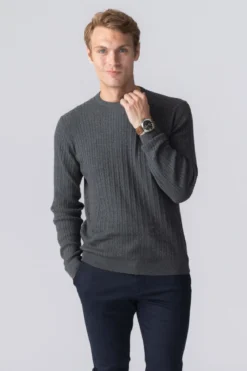 Pullover Kabel Strik - Charcoal Melange