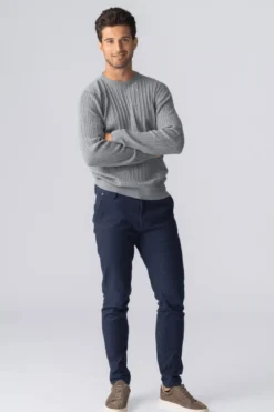 Pullover Kabel Strik - Grå Melange
