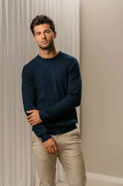 Pullover Kabel Strik - Navy