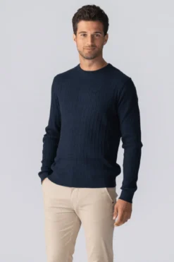 Pullover Kabel Strik - Navy
