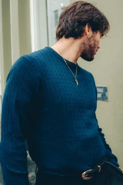 Pullover Kabel Strik - Navy