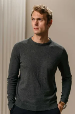 Pullover Rundhals - Charcoal Melange