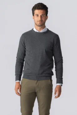 Pullover Rundhals - Charcoal Melange