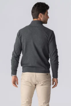 Pullover Zip Cardigan - Charcoal Melange