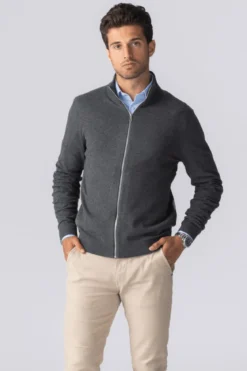 Pullover Zip Cardigan - Charcoal Melange