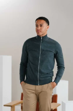 Pullover Zip Cardigan - Charcoal Melange