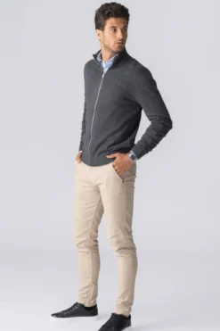 Pullover Zip Cardigan - Charcoal Melange