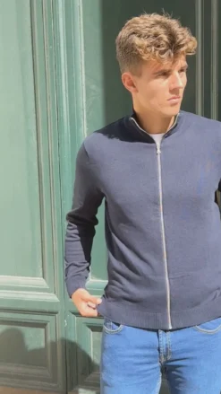Pullover Zip Cardigan - Navy