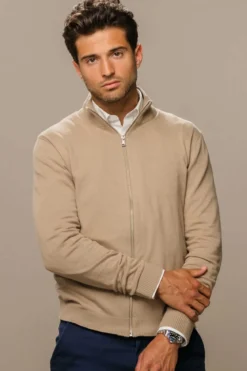 Pullover Zip Cardigan - Sand