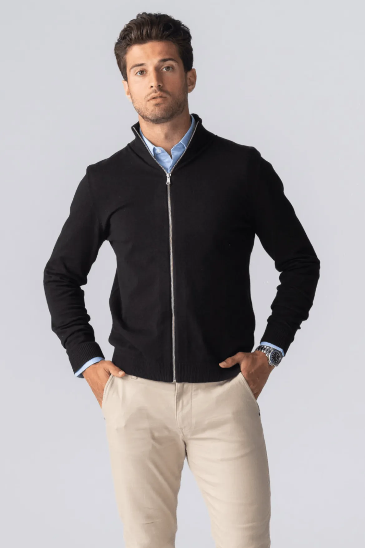 Pullover Zip Cardigan - Sort