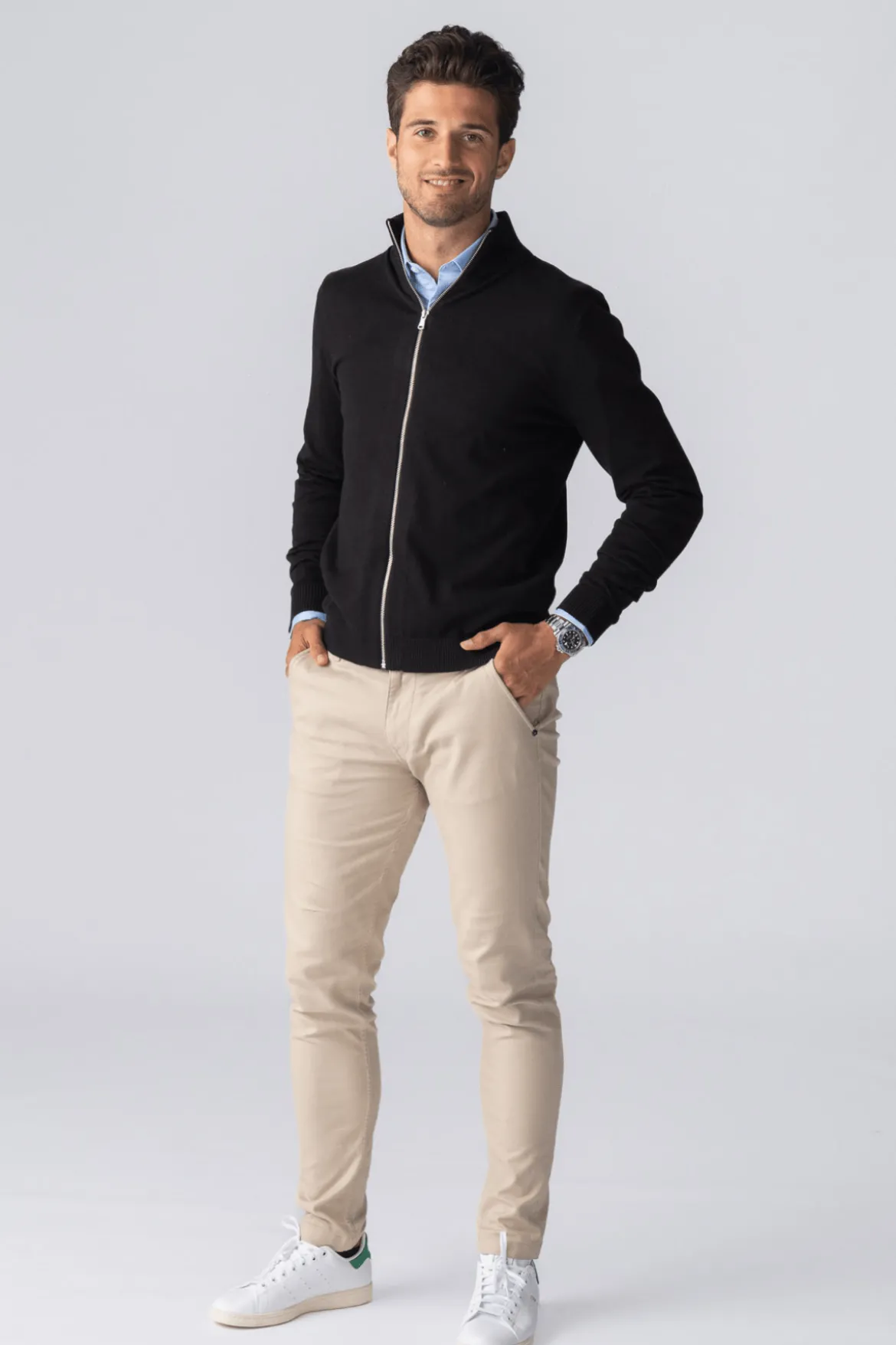 Pullover Zip Cardigan - Sort