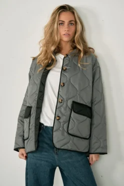 Quilted Block Jakke - Grå/Sort