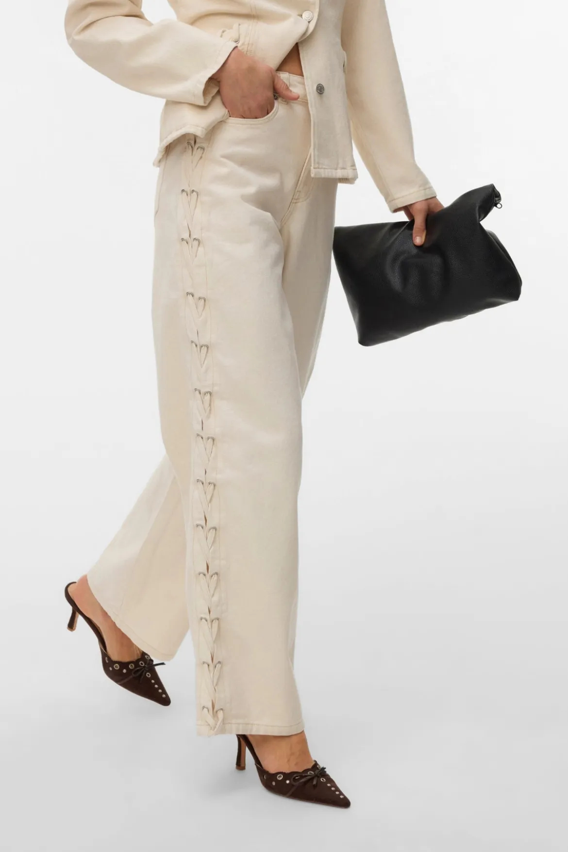 Rae Wide String Jeans - Ecru