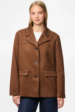 Rakel Børstet Blazer Frakke - Downtown Brown