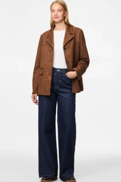 Rakel Børstet Blazer Frakke - Downtown Brown