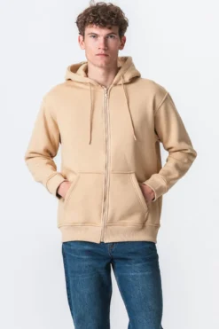 Relaxed Zip Hoodie - Beige