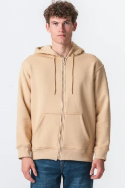 Relaxed Zip Hoodie - Beige