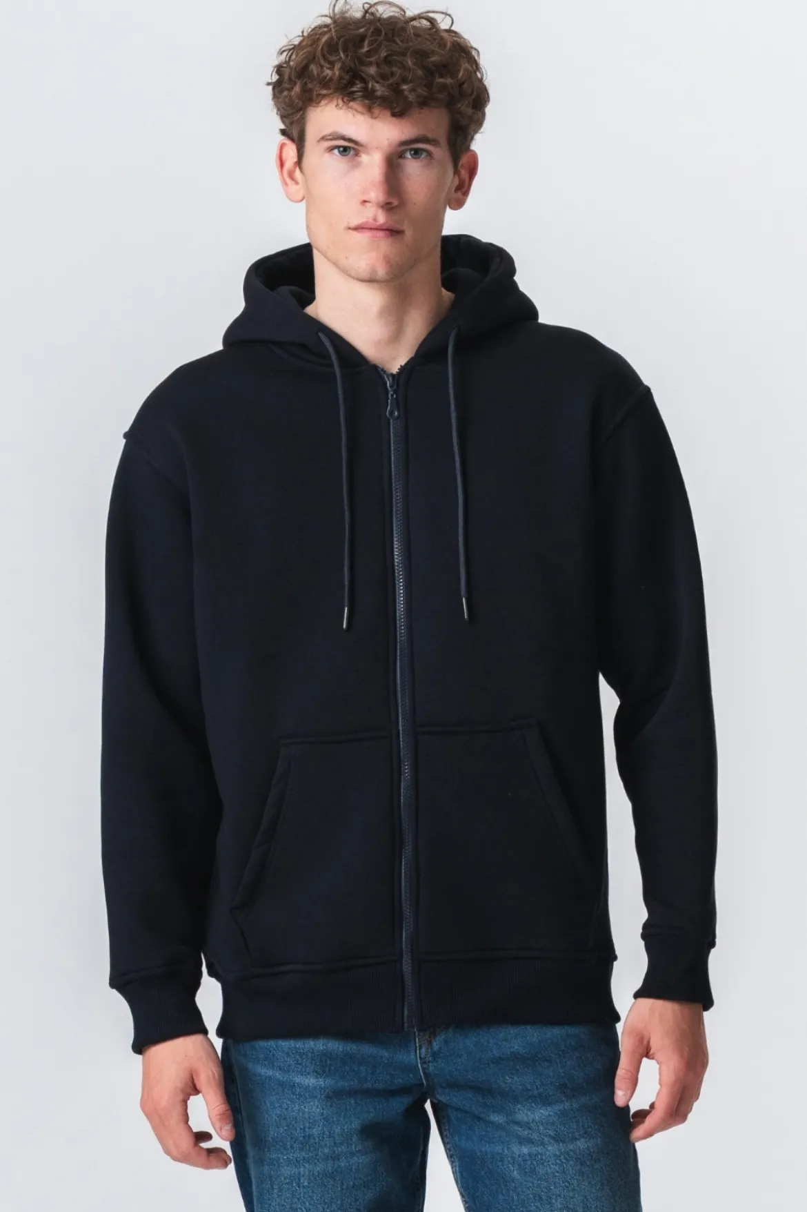 Relaxed Zip Hoodie - Navy