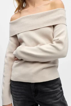 Reynard Off Shoulder Strik - Sølvgrå