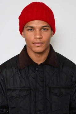 Ribbed Beanie - Vinrød