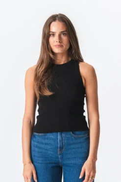 Ribbed Top - Sort