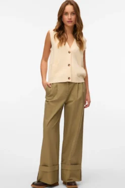 Saba V-neck Vest Med Knapper - Birk