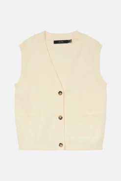 Saba V-neck Vest Med Knapper - Birk