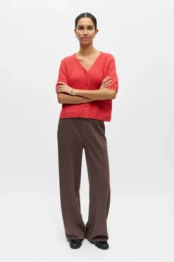 Saggia V-Neck Knit Cardigan - Poinsettia Melange