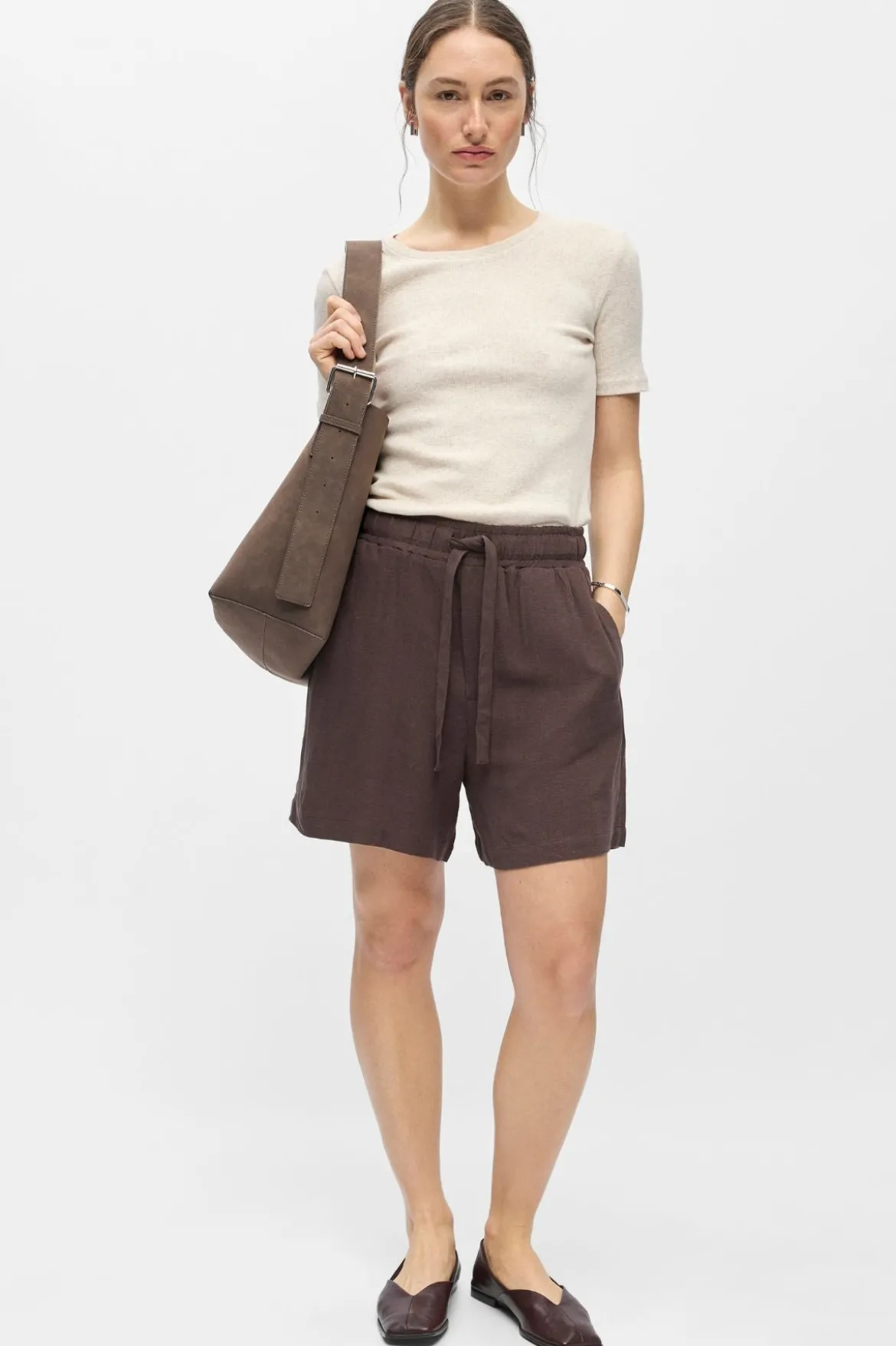 Sanne Wide Shorts - Seal Brown