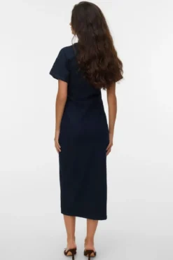 Sanni V-Neck Kjole - Dark Blue Denim
