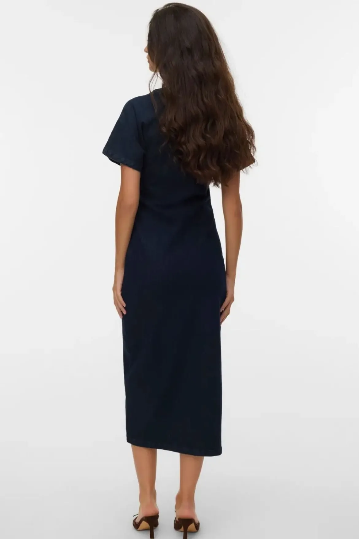 Sanni V-Neck Kjole - Dark Blue Denim