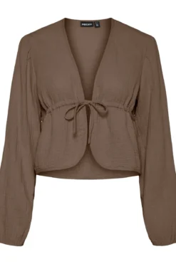 Sastina V-Neck Tie Top - Coffee Quartz