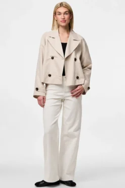 Scarlett Short Trenchcoat - Silver Gray