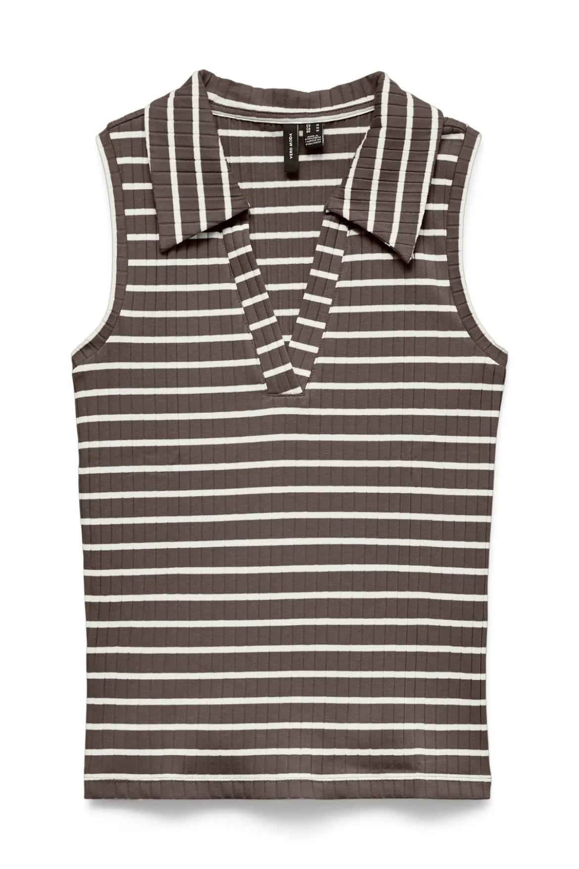 Sea Collar Top - Chocolate Martini Striber:Snow White