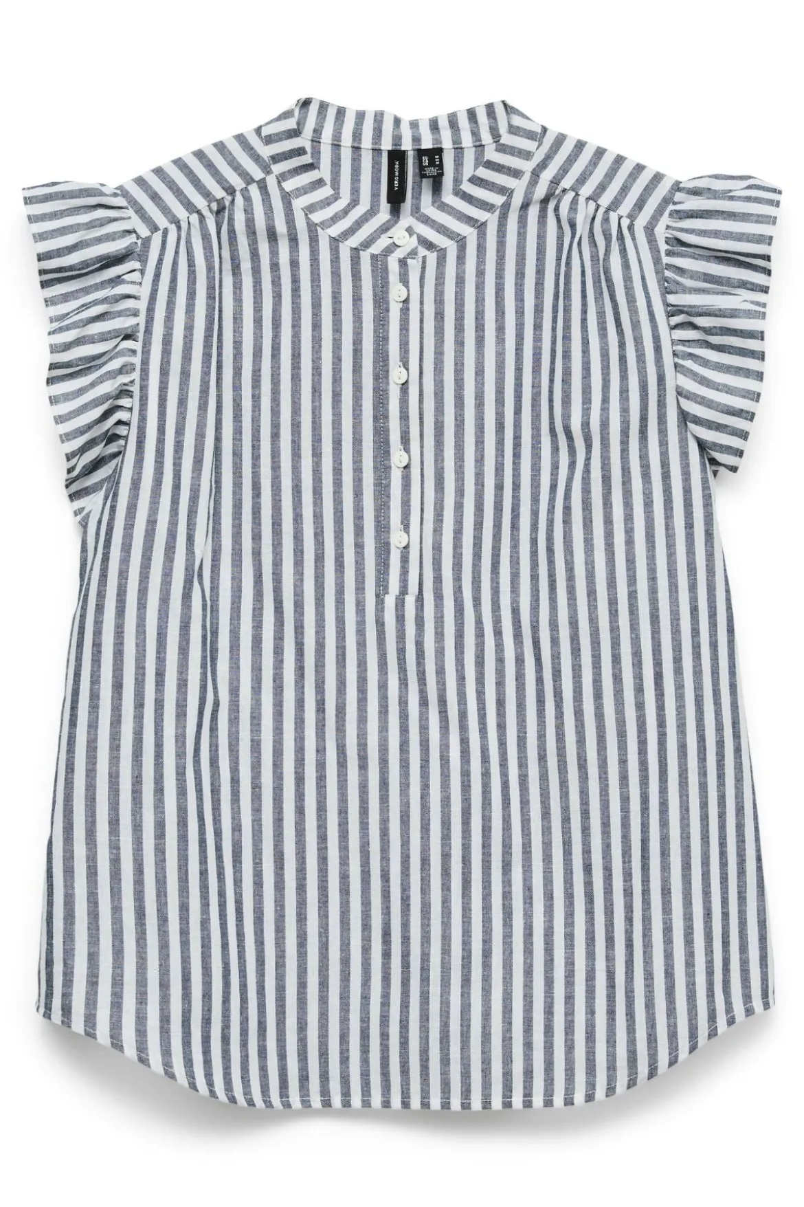 Selma Frill Top - Navy Blazer - Snow White