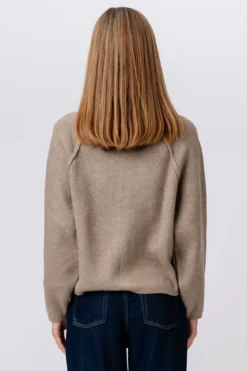Selma Strik med Lynlås - Beige