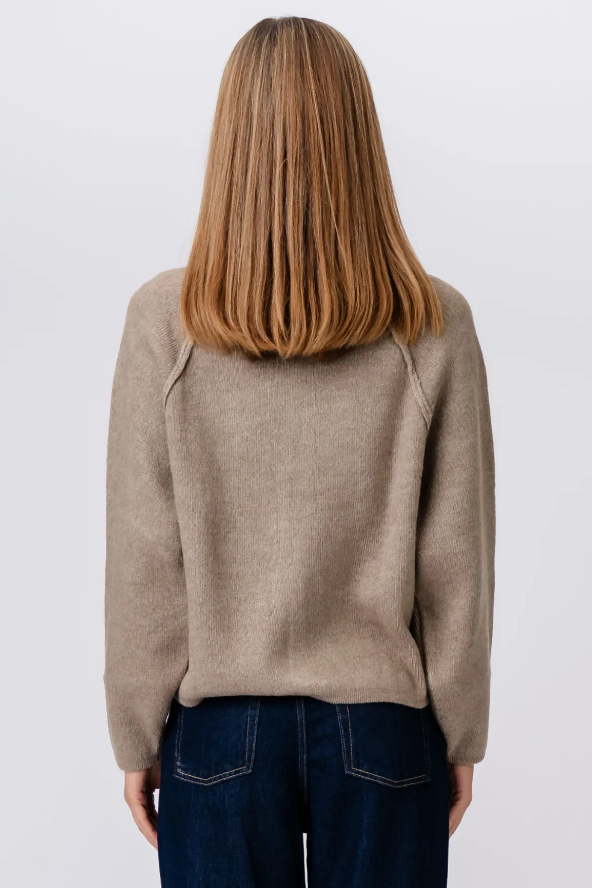 Selma Strik med Lynlås - Beige