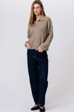 Selma Strik med Lynlås - Beige