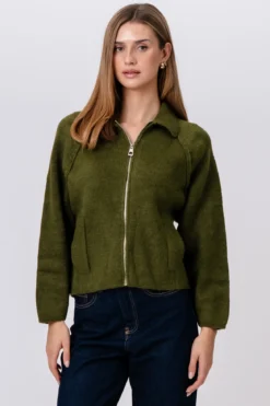 Selma Strik med Lynlås - Khaki