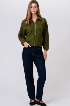 Selma Strik med Lynlås - Khaki