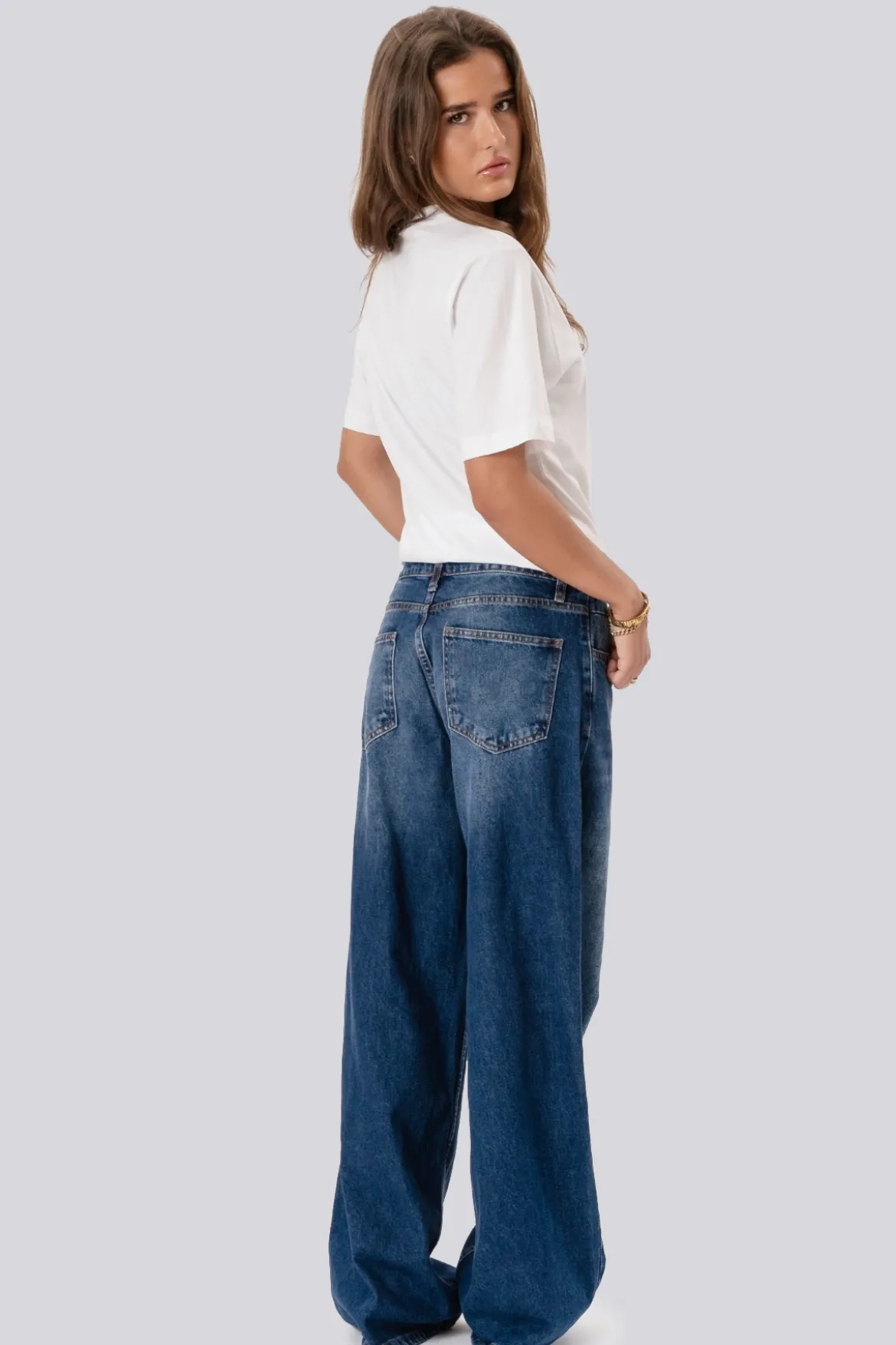 Serena Baggy Jeans - Mellemblå
