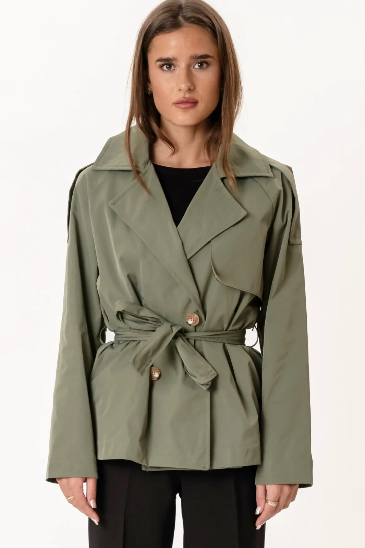 Sia Short Trenchcoat - Khaki