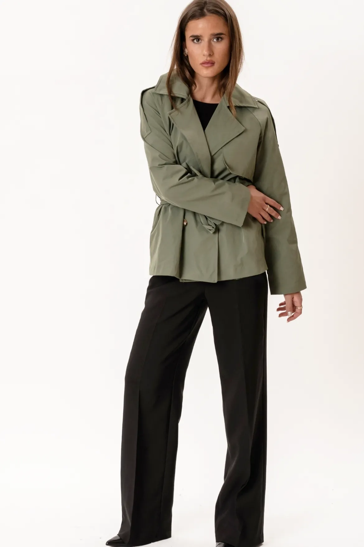 Sia Short Trenchcoat - Khaki