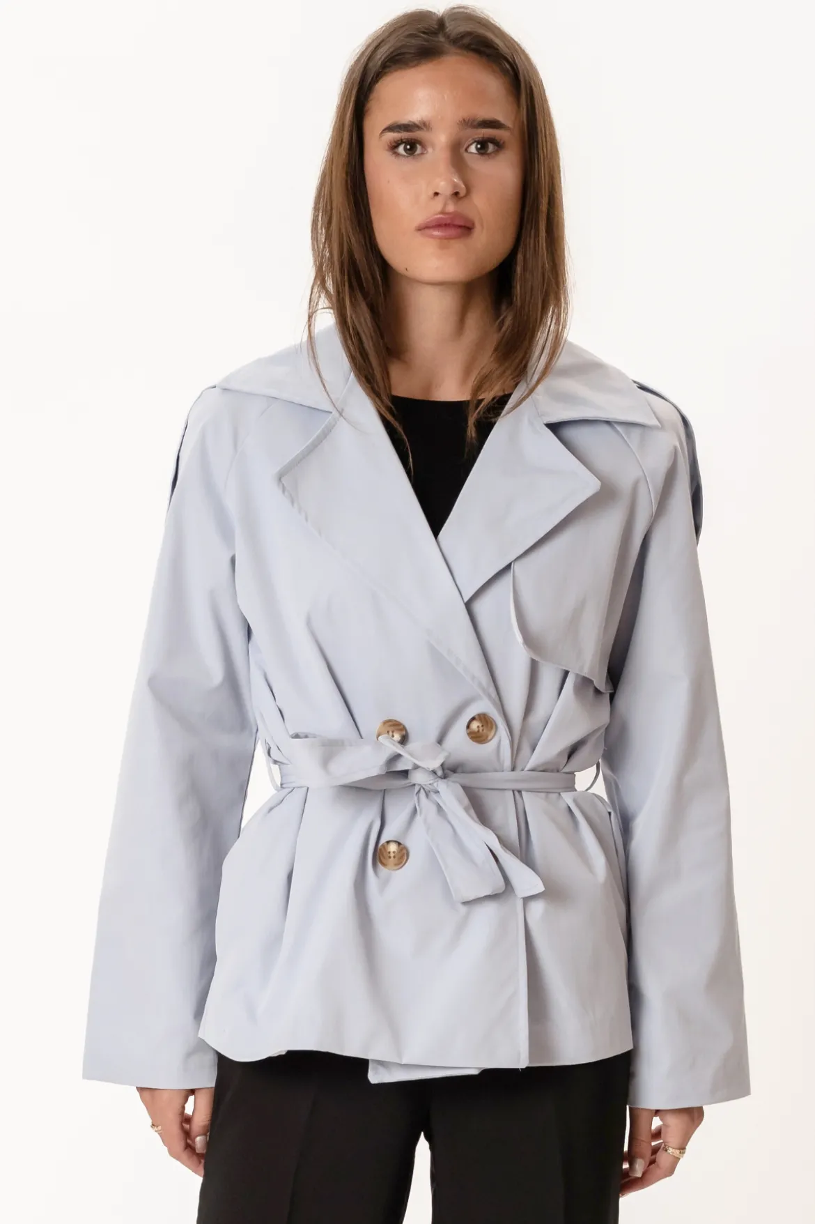 Sia Short Trenchcoat - Sky Blue