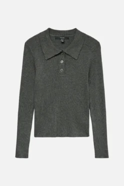 Silje Poloneck Pullover - Mørk Grå Melange