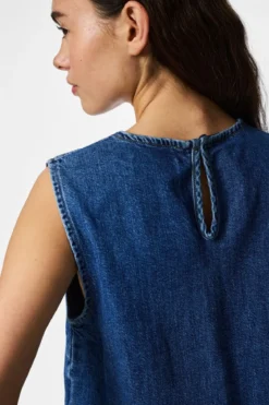 Silke Denim Top - Medium Blue Denim