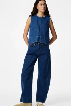 Silke Denim Top - Medium Blue Denim