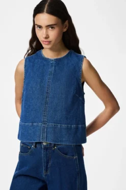 Silke Denim Top - Medium Blue Denim