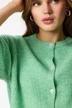Silly O-Neck Knit Cardigan - Sprucestone Melange